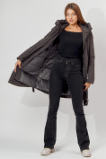 Оптом Пальто утепленное зимнее женское  темно-серого цвета 448882TC в Екатеринбурге, фото 12