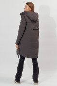 Оптом Пальто утепленное зимнее женское  темно-серого цвета 448882TC в Екатеринбурге, фото 14