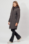 Оптом Пальто утепленное зимнее женское  темно-серого цвета 448882TC в Екатеринбурге, фото 3