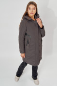 Оптом Пальто утепленное зимнее женское  темно-серого цвета 448882TC в Екатеринбурге, фото 5