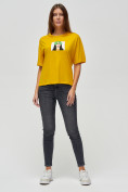 Оптом Женские футболки с принтом горчичного цвета 50003G в Казани, фото 2