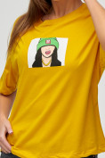 Оптом Женские футболки с принтом горчичного цвета 50003G в Екатеринбурге, фото 5