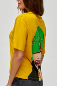 Оптом Женские футболки с принтом горчичного цвета 50003G в Екатеринбурге, фото 7
