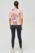 Оптом Женские футболки с принтом розового цвета 50004R в Казани, фото 3