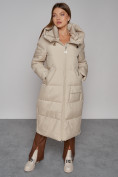 Оптом Пальто утепленное молодежное зимнее женское бежевого цвета 51119B, фото 2