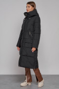 Оптом Пальто утепленное молодежное зимнее женское черного цвета 51119Ch в Волгоградке, фото 2