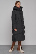 Оптом Пальто утепленное молодежное зимнее женское черного цвета 51119Ch в Волгоградке, фото 3