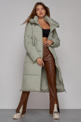 Оптом Пальто утепленное молодежное зимнее женское зеленого цвета 51119Z в Екатеринбурге, фото 11