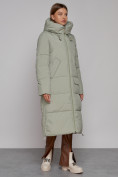 Оптом Пальто утепленное молодежное зимнее женское зеленого цвета 51119Z в Самаре, фото 3