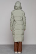 Оптом Пальто утепленное молодежное зимнее женское зеленого цвета 51119Z в Перми, фото 4