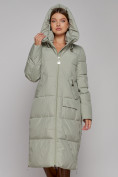 Оптом Пальто утепленное молодежное зимнее женское зеленого цвета 51119Z в Екатеринбурге, фото 5