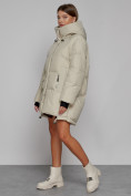 Оптом Зимняя женская куртка модная с капюшоном бежевого цвета 51122B в Екатеринбурге, фото 2
