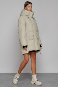 Оптом Зимняя женская куртка модная с капюшоном бежевого цвета 51122B в Екатеринбурге, фото 3