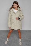 Оптом Зимняя женская куртка модная с капюшоном бежевого цвета 51122B в Екатеринбурге, фото 5