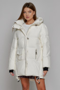 Оптом Зимняя женская куртка модная с капюшоном белого цвета 51122Bl в Казани, фото 10