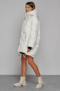 Оптом Зимняя женская куртка модная с капюшоном белого цвета 51122Bl в Екатеринбурге, фото 2