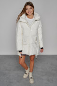 Оптом Зимняя женская куртка модная с капюшоном белого цвета 51122Bl в Екатеринбурге, фото 5