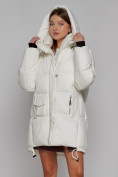 Оптом Зимняя женская куртка модная с капюшоном белого цвета 51122Bl в Казани, фото 9