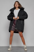 Оптом Зимняя женская куртка модная с капюшоном черного цвета 51122Ch в Казани, фото 10