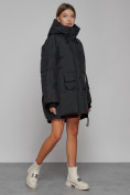 Оптом Зимняя женская куртка модная с капюшоном черного цвета 51122Ch в Екатеринбурге, фото 3