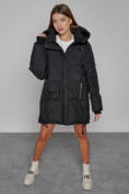 Оптом Зимняя женская куртка модная с капюшоном черного цвета 51122Ch в Казани, фото 5
