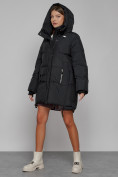 Оптом Зимняя женская куртка модная с капюшоном черного цвета 51122Ch в Екатеринбурге, фото 6