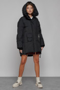 Оптом Зимняя женская куртка модная с капюшоном черного цвета 51122Ch в Казани, фото 7
