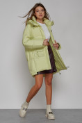 Оптом Зимняя женская куртка модная с капюшоном салатового цвета 51122Sl в Екатеринбурге, фото 12