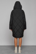 Оптом Пальто утепленное с капюшоном зимнее женское черного цвета 51128Ch, фото 4
