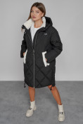 Оптом Пальто утепленное с капюшоном зимнее женское черного цвета 51128Ch в Перми, фото 9