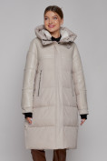 Оптом Пальто утепленное молодежное зимнее женское бежевого цвета 51131B в Екатеринбурге, фото 14