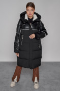 Оптом Пальто утепленное молодежное зимнее женское черного цвета 51131Ch в Калининграде, фото 10
