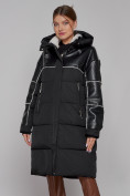 Оптом Пальто утепленное молодежное зимнее женское черного цвета 51131Ch в Ижевск, фото 8