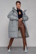Оптом Пальто утепленное молодежное зимнее женское голубого цвета 51131Gl в Волгоградке, фото 13