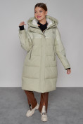 Оптом Пальто утепленное молодежное зимнее женское светло-зеленого цвета 51131ZS в Баку, фото 10