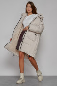 Оптом Пальто утепленное с капюшоном зимнее женское бежевого цвета 51139B, фото 11