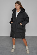 Оптом Пальто утепленное с капюшоном зимнее женское черного цвета 51139Ch, фото 10
