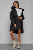Оптом Пальто утепленное с капюшоном зимнее женское черного цвета 51139Ch, фото 13