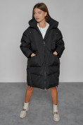 Оптом Пальто утепленное с капюшоном зимнее женское черного цвета 51139Ch, фото 9