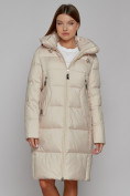 Оптом Пальто утепленное с капюшоном зимнее женское бежевого цвета 51155B, фото 8