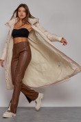 Оптом Пальто утепленное с капюшоном зимнее женское бежевого цвета 51156B в Казани, фото 14