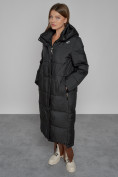 Оптом Пальто утепленное с капюшоном зимнее женское черного цвета 51156Ch в Ульяновске, фото 10