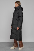 Оптом Пальто утепленное с капюшоном зимнее женское черного цвета 51156Ch в Баку, фото 2