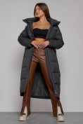 Оптом Пальто утепленное с капюшоном зимнее женское темно-серого цвета 51156TC в Екатеринбурге, фото 12