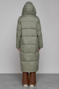 Оптом Пальто утепленное с капюшоном зимнее женское зеленого цвета 51156Z, фото 4