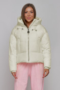 Оптом Зимняя женская куртка модная с капюшоном бежевого цвета 512305B в Екатеринбурге, фото 13
