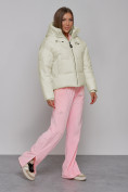 Оптом Зимняя женская куртка модная с капюшоном бежевого цвета 512305B в Екатеринбурге, фото 8