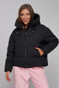 Оптом Зимняя женская куртка модная с капюшоном черного цвета 512305Ch в Казани, фото 11