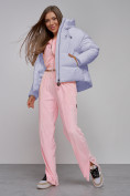 Оптом Зимняя женская куртка модная с капюшоном фиолетового цвета 512305F в Екатеринбурге, фото 12
