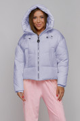 Оптом Зимняя женская куртка модная с капюшоном фиолетового цвета 512305F в Екатеринбурге, фото 5